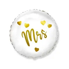  White, Fehér Mrs fólia lufi 46 cm (WP) party kellék