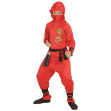 Widmann Piros ninja jelmez sárkány mintával - 116 cm (91135) jelmez