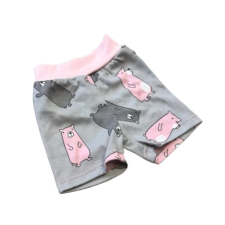 Wikids Baba Pamut Sort - Szürke/Rózsaszín Macis 62/68 babanadrág