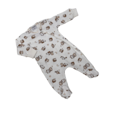 Wikids Hosszú ujjú cipzáros pamut rugi - Fehér/Bézs Bárányos Macis 68 rugdalózó