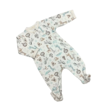 Wikids Hosszú ujjú cipzáros pamut rugi - Krém Menta Szafaris - 74 rugdalózó