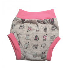 Wikids pamut pelus nadrág - Szürke/pink cicás - 62 babanadrág