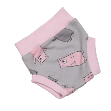 Wikids pamut pelus nadrág - Szürke/Rózsaszín Macis - 56 babanadrág