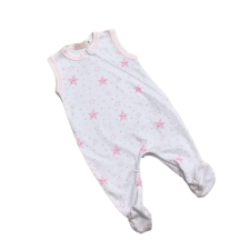 Wikids ujjatlan pamut rugi - Fehér/Rózsaszín Csillagos 56-os rugdalózó