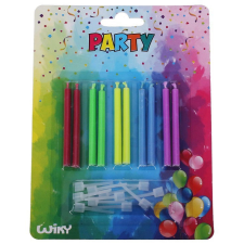 Wiky Tortagyertya tartókkal 10db színes láng party kellék