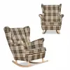  Winston Szárnyas Hintaszék, Skandináv Stílus, Family Furniture, Barna És Bézs Kockás Mintázat