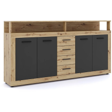 WIP MEB Luna XXL komód, dekor tölgy artisan, fekete bútor