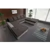  Wixy Giga u alakú kanapé szamárszürke és taupe szürke színben 405 x 225 cm fantasztikus nagy fekvőfelülettel