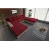  Wixy Giga u alakú kanapé világos fahéj és antik rubintvörös színben 345 x 205 cm fantasztikus nagy fekvőfelülettel