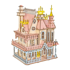 WoodCraft 3D fa mechanikus puzzle - csodálatos villa színes fajáték