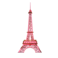 WoodCraft 3D fa mechanikus puzzle - Eiffel-torony rózsaszín fajáték
