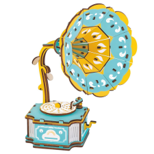 WoodCraft 3D fa mechanikus puzzle Gramofon fajáték