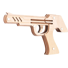 WoodCraft 3D fa mechanikus puzzle - Gumiszalag pisztoly fajáték