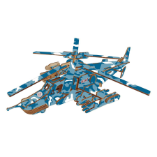 WoodCraft 3D fa mechanikus puzzle - Harci helikopter Black shark fajáték