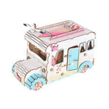 WoodCraft 3D fa mechanikus puzzle - lakóautó színes fajáték