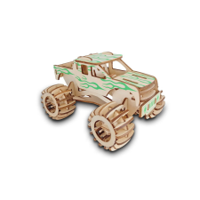 WoodCraft 3D fa mechanikus puzzle - monster truck lángokkal fajáték