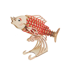 WoodCraft 3D fa mechanikus puzzle - ponty színes fajáték