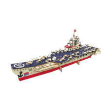 WoodCraft 3D fa mechanikus puzzle - repülőgép hordozó hajó színes fajáték