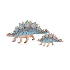 WoodCraft 3D fa mechanikus puzzle - Stegosaurus 2 az 1-ben színes fajáték