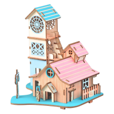 WoodCraft 3D fa mechanikus puzzle - villa a folyó mellett fajáték