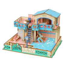 WoodCraft 3D fa mechanikus puzzle - villa Lembongan szigetén fajáték
