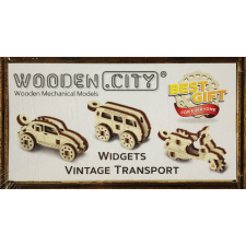 Wooden City 3D fa puzzle, veterán járművek puzzle, kirakós