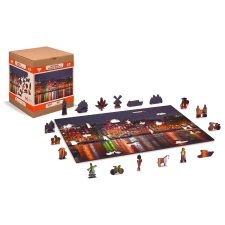 Wooden City éjszakai amszterdam 2 az 1-ben fa puzzle puzzle, kirakós