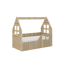 Wooden Toys Hangulatos HÁZIKÓ gyerekágy SONOMA 140x70cm - ajándék matraccal - jobbos gyermekágy