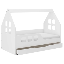 Wooden Toys HÁZIKÓ gyerekágy, 160x80cm matraccal és ágyneműtartóval - Balos, Fehér ágy és ágykellék