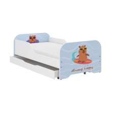 Wooden Toys MIKI gyerekágy 140x70cm  matraccal és ágyneműtartóval - kapibara szörf lakástextília