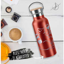 WoodKraft Thermopalack 500ml, piros - Macskás mintával termosz