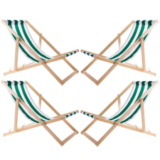  Woodok zöld csíkos bükk napozóágy szett (4 db) kerti bútor