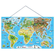 Woody Mágneses világtérkép, puzzle - 3 az 1-ben térkép játék - fa kirakó -91290 puzzle, kirakós