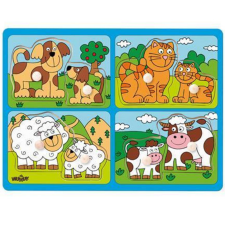 Woodyland Állatok kicsinyükkel fa forma-puzzle fogantyúval - Woodyland puzzle, kirakós