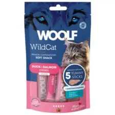  Woolf Wildcat Krémsnack Kacsa Lazac Oligoszacharidok 5x14g jutalomfalat macskáknak