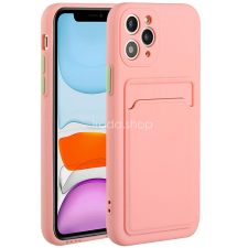 Wooze Apple iPhone 14 Pro Max, Szilikon tok, kártyatartóval, Wooze Card Slot, rózsaszín tok és táska