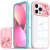 Wooze Apple iPhone 15 Plus, Műanyag hátlap + szilikon keret, átlátszó akril hátlap, kamera védelem, Wooze Trendy, rózsaszín/kék