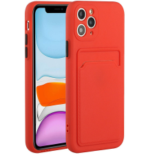 Wooze Apple iPhone 15, Szilikon tok, kártyatartóval, Wooze Card Slot, piros tok és táska