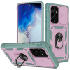 Wooze Apple iPhone XS Max, Műanyag hátlap védőtok és előlapi keret, szilikon belső, közepesen ütésálló, kamera védelem, telefontartó gyűrű, Wooze Military Armor, zöld/rózsaszín