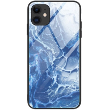 Wooze Apple iPhone XS Max, Szilikon védőkeret, edzett üveg hátlap, márvány minta, Wooze FutureCover, kék tok és táska