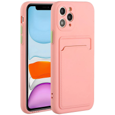 Wooze Card Slot szilikon tok kártyatartóval Apple iPhone 15 Pro Max rózsaszín tok és táska