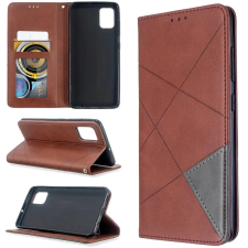 Wooze Huawei P40, Oldalra nyíló tok, stand, geometria minta, Wooze DesignBook, barna tok és táska