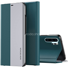 Wooze Huawei P40, Oldalra nyíló tok, stand, Wooze Silver Line, sötétzöld tok és táska