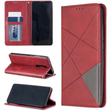 Wooze Huawei P50 / P50E, Oldalra nyíló tok, stand, geometria minta, Wooze DesignBook, piros tok és táska