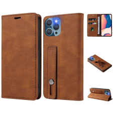 Wooze OnePlus 9, Oldalra nyíló tok, stand, kártyatartóval, kézpánttal, Wooze Business Plus, barna tok és táska