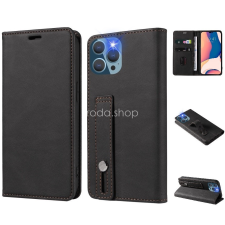 Wooze Realme C31, Oldalra nyíló tok, stand, kártyatartóval, kézpánttal, Wooze Business Plus, fekete tok és táska