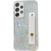 Wooze Samsung Galaxy A24 4G SM-A245F, Szilikon tok, közepesen ütésálló, kézpánttal, színátmenetes, csillogó minta, Wooze Strap Star, mintás/fehér