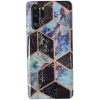 Wooze Samsung Galaxy A31 SM-A315F, Szilikon tok, sokszöges márvány minta, Wooze Geometric Marble, színes/fekete