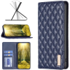 Wooze Samsung Galaxy S23 Plus SM-S916, Oldalra nyíló tok, stand, kártyatartóval, 3D rombusz minta, Wooze Pillow, kék