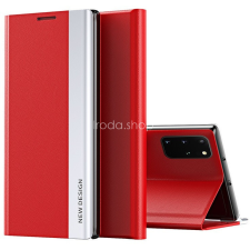 Wooze Xiaomi Poco F4 GT, Oldalra nyíló tok, stand, Wooze Silver Line, piros tok és táska